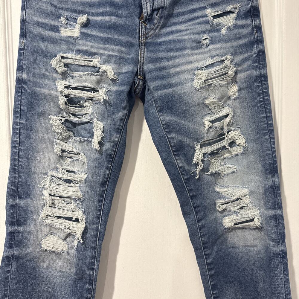 American Eagle Airflex 360 Patched Athletic Skinny Fit Jeans Size 30 X 30 Mens - Picture 2 of 12